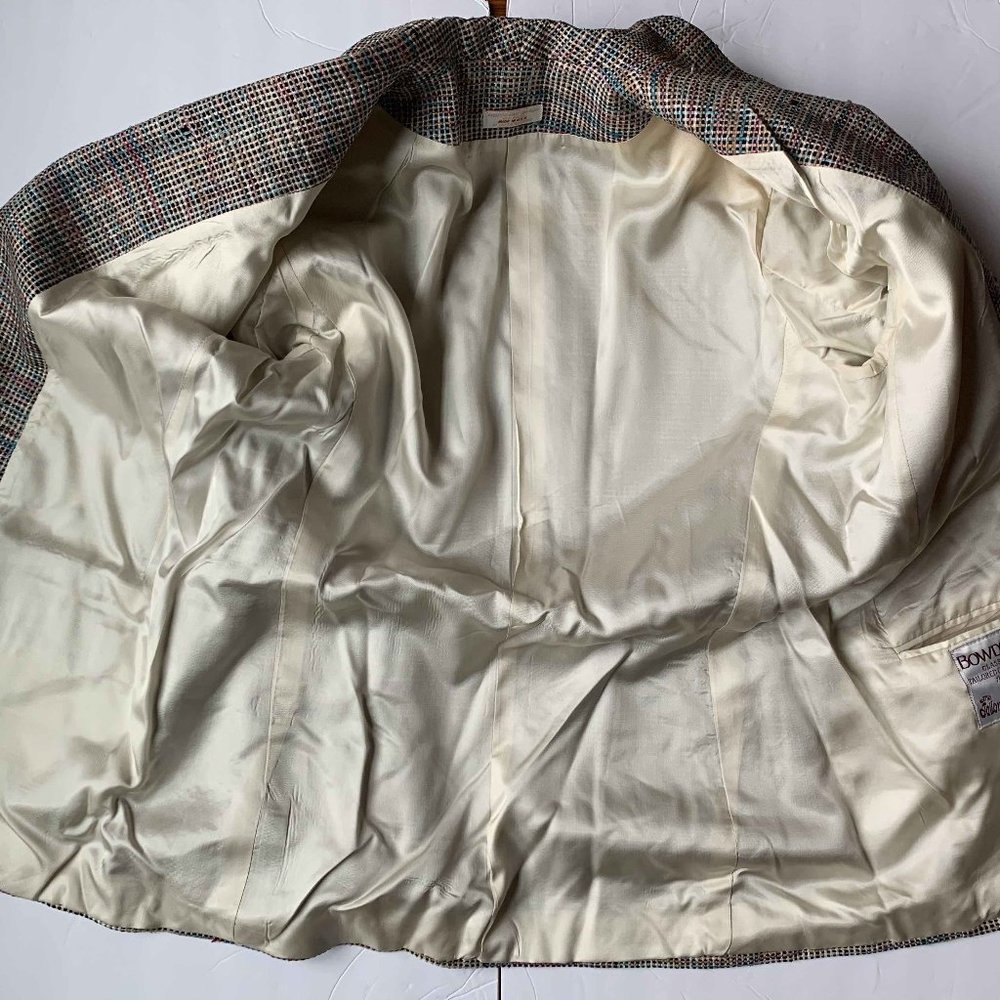 Vintage 80s raw silk blazer jacket multicolor 6 S - Picture 13 of 13